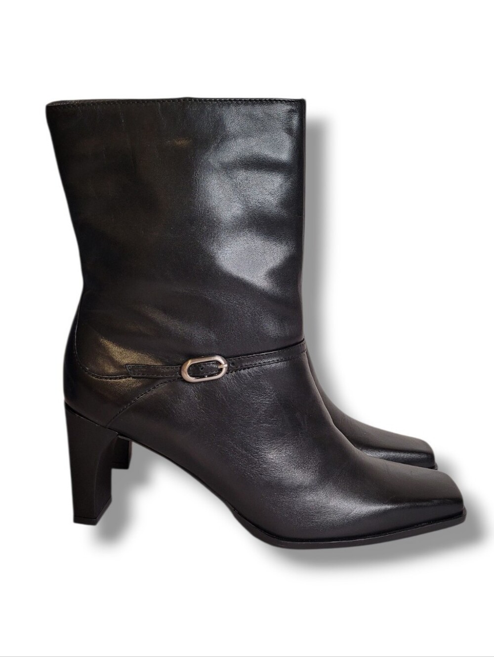Kim Rogers Black Leather Heeled Ankle Boots